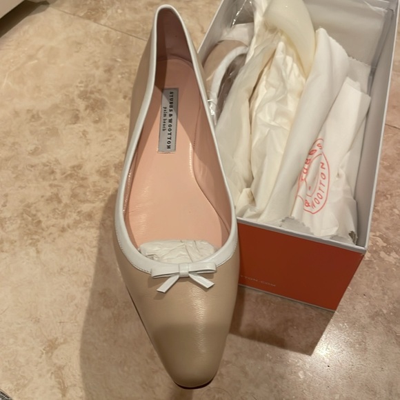 New Stubbs & Wooton Alicia Womem Ballerina sand flats size 38 - Picture 2 of 4